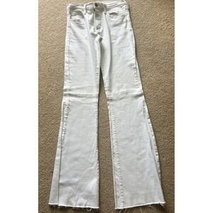 O2 DENIM‎ White High Rise Flare Jeans Raw Hem Women Size 28